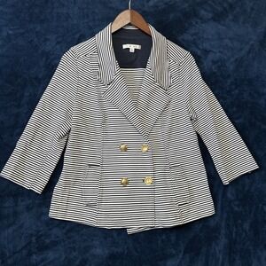 Cabi Womens Striped Button Blazer Size L Nautical Preppy Academic Stretchy